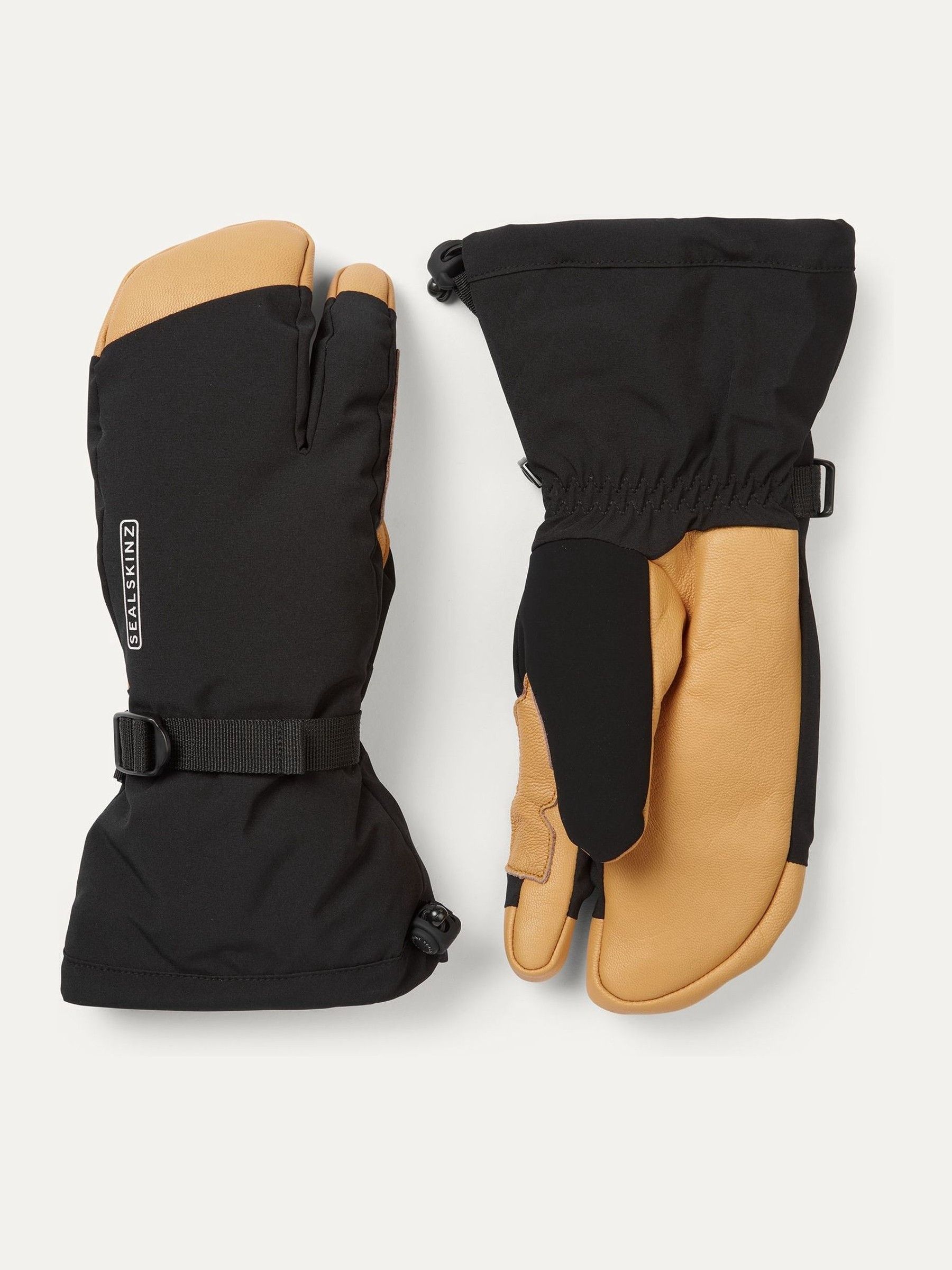 أسود - قفازات حرارية مقاومة للماء مخصصة للتزلج بتصميم منقسم عند الإبهام تشكيلة Congham من Sealskinz - Image 1 of 3